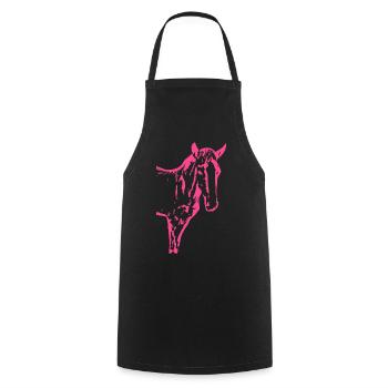 Horse pink pink, foal - Cooking Apron - black - Front - AI Model Male 185 dark (185cm)