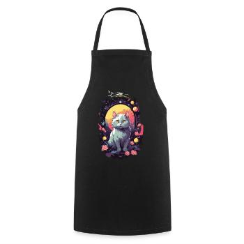 Gothic Cat Mystical Cat Lover Design - Cooking Apron - black - Front - AI Model Male 185 dark (185cm)