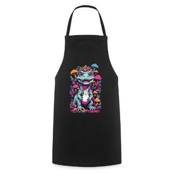 Psychedelic dinosaur mushroom for nature lovers - Cooking Apron - black - Front - AI Model Male 185 dark (185cm)