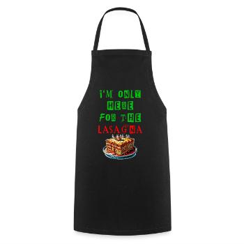 Je suis juste là pour les lasagnes - Tablier de cuisine - noir - Devant - AI Model Male 185 dark (185cm)