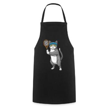 Cat Tennis Tennis Racket - Cooking Apron - black - Front - AI Model Male 185 dark (185cm)