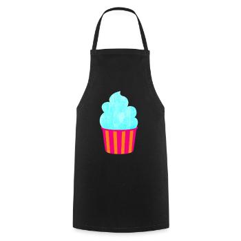 Cream Cream Cup Strips Cyan Summer Cream - Cooking Apron - black - Front - AI Model Male 185 dark (185cm)