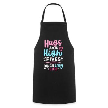 Mittagessen Schule Cafeteria Crew - Kochschürze - Schwarz - Vorne - AI Model Male 185 dark (185cm)