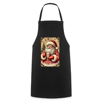 Gemütlicher Weihnachtsmann mit heißer Schokolade - Kochschürze - Schwarz - Vorne - AI Model Male 185 dark (185cm)