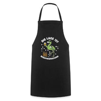 Funny green flamingo - Cooking Apron - black - Front - AI Model Male 185 dark (185cm)