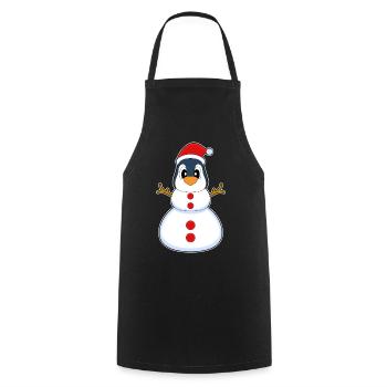 Pingouin Noël bonhomme de neige - Tablier de cuisine - noir - Devant - AI Model Male 185 dark (185cm)