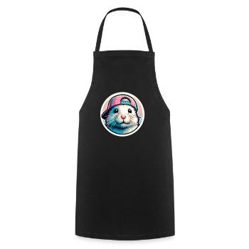 Hamster with cap in pastel - Cooking Apron - black - Front - AI Model Male 185 dark (185cm)