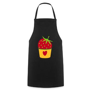 Icecream Cream Strawberry Cream Cupcake Sweet - Cooking Apron - black - Front - AI Model Male 185 dark (185cm)