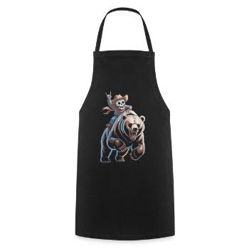 Squelette cow-boy sur ours - Tablier de cuisine - noir - Devant - AI Model Male 185 dark (185cm)