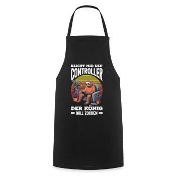 Hands me the controller – King wants to play - Cooking Apron - black - Front - AI Model Male 185 dark (185cm)