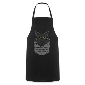 Je n’apporte aucun malheur - la vie était déjà de la merde - Tablier de cuisine - noir - Devant - AI Model Male 185 dark (185cm)