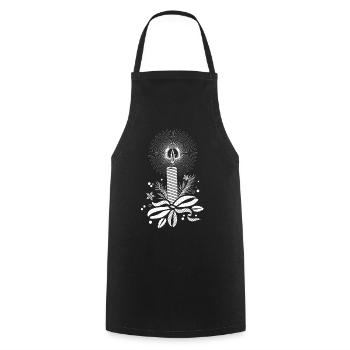 Christmas candle in a delicate lace look - Cooking Apron - black - Front - AI Model Male 185 dark (185cm)
