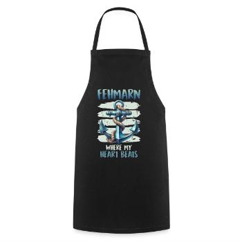 FEHMARN LÀ OÙ MON CŒUR BAT Drôle - Tablier de cuisine - noir - Devant - AI Model Male 185 dark (185cm)