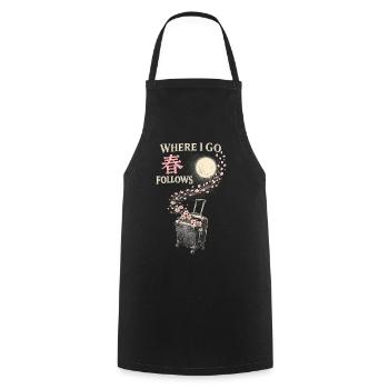 Cherry Blossoms Cherry Blossom Where I Go Sakura Follows - Cooking Apron - black - Front - AI Model Male 185 dark (185cm)