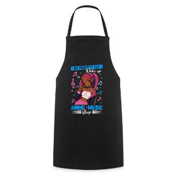 Anime and Music Chibi Black Girl - Cooking Apron - black - Front - AI Model Male 185 dark (185cm)