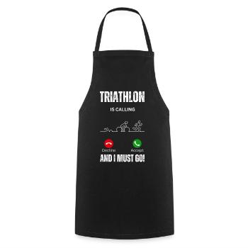 Triathlon ruft und ich muss Ausdauer machen - Kochschürze - Schwarz - Vorne - AI Model Male 185 dark (185cm)