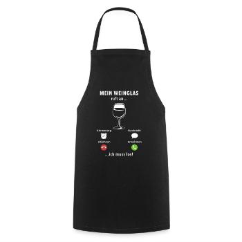 Mein Weinglas ruft an - ich muss los - Spruch - Kochschürze - Schwarz - Vorne - AI Model Male 185 dark (185cm)