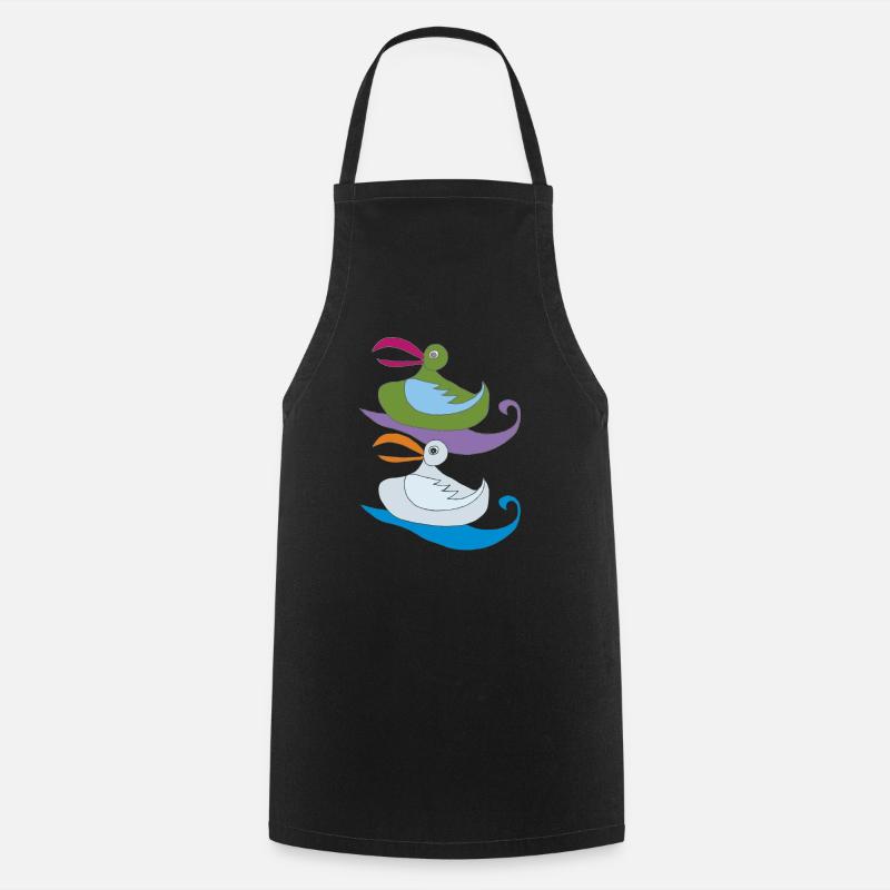 seagull pair colorful - Cooking Apron - black