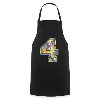 Numero 4 fleur, Équipe Foot, basket université - Tablier de cuisine - noir - Devant - AI Model Male 185 dark (185cm)