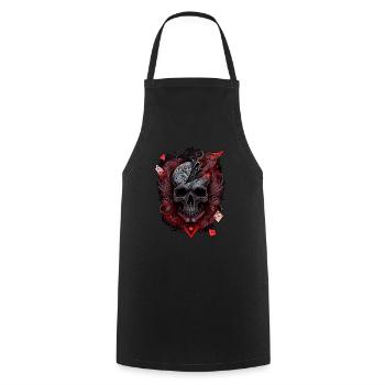 Splash multicolor skull. Poker face - Cooking Apron - black - Front - AI Model Male 185 dark (185cm)