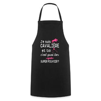 je suis cavalière / cadeau humour cavalière - Tablier de cuisine - noir - Devant - AI Model Male 185 dark (185cm)