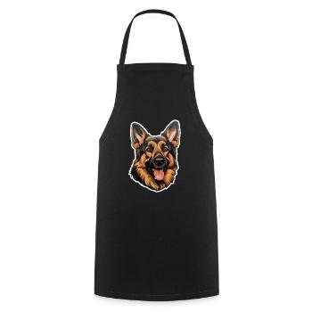 German Shepherd Head - Cooking Apron - black - Front - AI Model Male 185 dark (185cm)