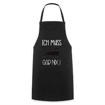 Cat, I don't have to do anything - Cooking Apron - black - Front - AI Model Male 185 dark (185cm)