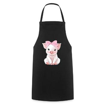 Cute Baby Pig Bow - Cooking Apron - black - Front - AI Model Male 185 dark (185cm)