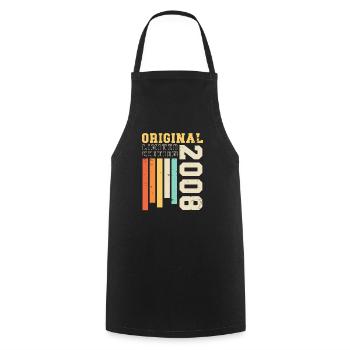 Original 2008 Vintage Rétro Cadeau d’anniversaire - Tablier de cuisine - noir - Devant - AI Model Male 185 dark (185cm)