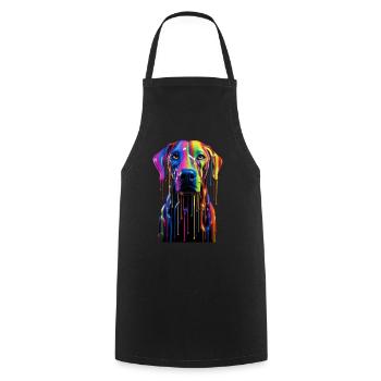 Chien arc-en-ciel - Tablier de cuisine - noir - Devant - AI Model Male 185 dark (185cm)