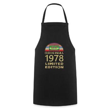Anniversaire 1978 Vintage Cadeau d’anniversaire - Tablier de cuisine - noir - Devant - AI Model Male 185 dark (185cm)
