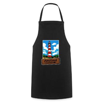 Ameland Leuchtturm Urlaub - Kochschürze - Schwarz - Vorne - AI Model Male 185 dark (185cm)