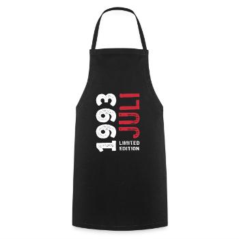 Limited Edition Juli 1993 - Geburtstag - Geschenk - Kochschürze - Schwarz - Vorne - AI Model Male 185 dark (185cm)