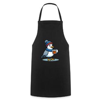 North Sea Seagull Hat Beanie Drinks Tea or Coffee - Cooking Apron - black - Front - AI Model Male 185 dark (185cm)