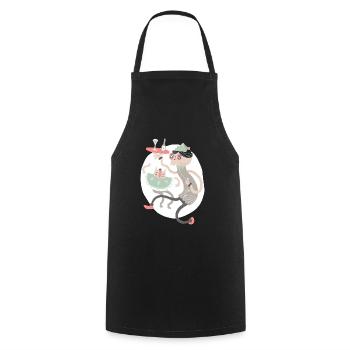 Graphique du vin - Tablier de cuisine - noir - Devant - AI Model Male 185 dark (185cm)