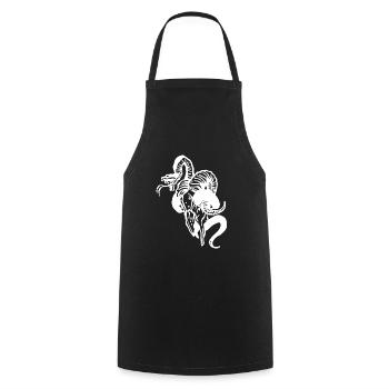Snake in goat skull Halloween - Cooking Apron - black - Front - AI Model Male 185 dark (185cm)