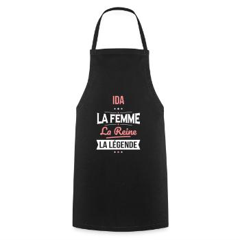 Ida - La Femme - La Reine - La Légende - Tablier de cuisine - noir - Devant - AI Model Male 185 dark (185cm)