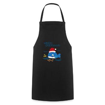 Noël Baleine Mer Océan - Tablier de cuisine - noir - Devant - AI Model Male 185 dark (185cm)