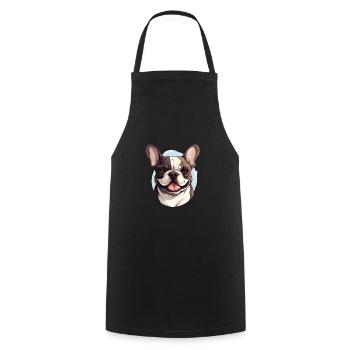 Französische Bulldogge Hund Mops - Kochschürze - Schwarz - Vorne - AI Model Male 185 dark (185cm)