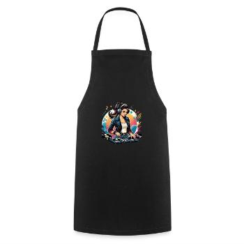 Retro DJ Party Mix für Frauen für einen DJ - Kochschürze - Schwarz - Vorne - AI Model Male 185 dark (185cm)