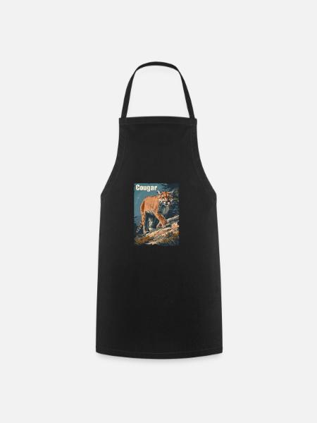 Vintage Wild Berglöwe - Kochschürze - Schwarz