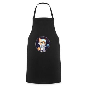 Astronaut Kitty erforscht die kosmische Grenze - Kochschürze - Schwarz - Vorne - AI Model Male 185 dark (185cm)