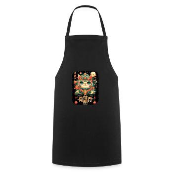 Japanische Katze Samurai Style für Katzen Fans - Kochschürze - Schwarz - Vorne - AI Model Male 185 dark (185cm)