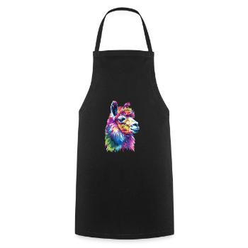 Alpaka Lama für Alpakaliebhaber - Kochschürze - Schwarz - Vorne - AI Model Male 185 dark (185cm)