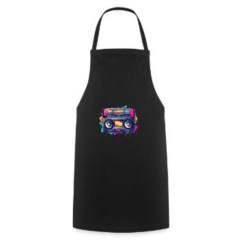 Retro Classic Cassette Tape für 80s Fans - Kochschürze - Schwarz - Vorne - AI Model Male 185 dark (185cm)