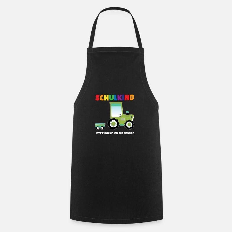 Schulkind Traktor Schulanfänger Geschenk - Kochschürze - Schwarz
