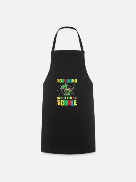 Schulkind Dino Schulanfänger Geschenk - Kochschürze - Schwarz