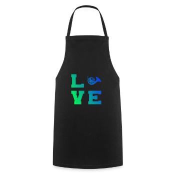 Français Joueurs de cor Hommes Dames Français Corn - Tablier de cuisine - noir - Devant - AI Model Male 185 dark (185cm)