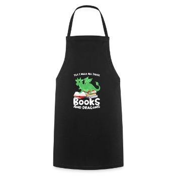 Drache Drache und Buch Drachenliebhaber Geschenk - Kochschürze - Schwarz - Vorne - AI Model Male 185 dark (185cm)