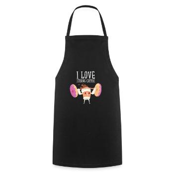 I Love Strong Coffee - Lifiting Donuts - Tablier de cuisine - noir - Devant - AI Model Male 185 dark (185cm)